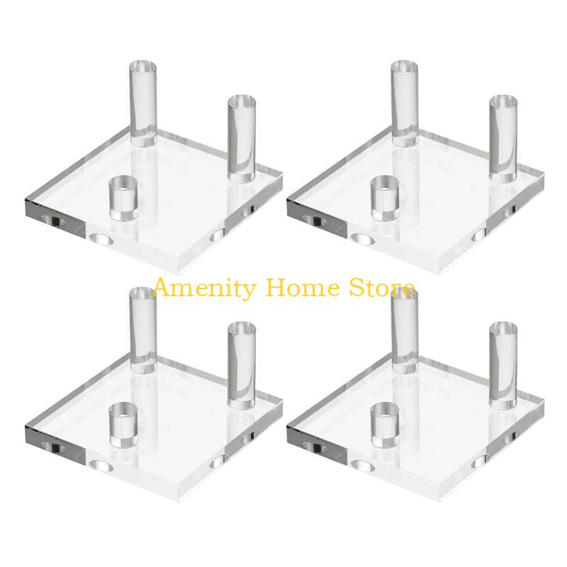 F26C Pack of 4 Acrylic Display Cradle for Artwork and Pottery Minerals Storage Rack Elegant Artifacts Presentation Stand