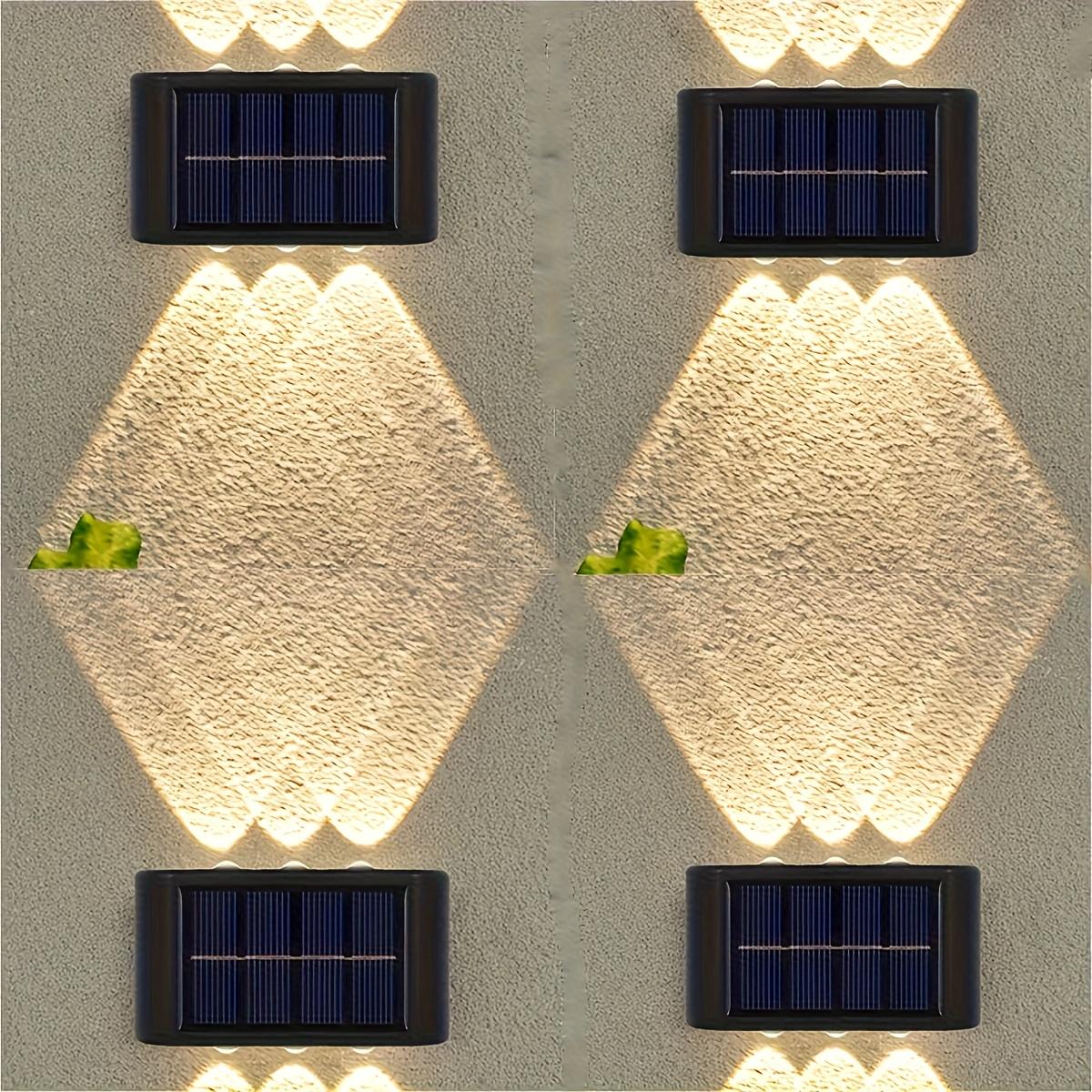 

4 Pack Solar Wall Light Outdoor 6 LEDS Deck Light Up and Down for Courtyard Street Garage Garden Decoration Solar Fence Light