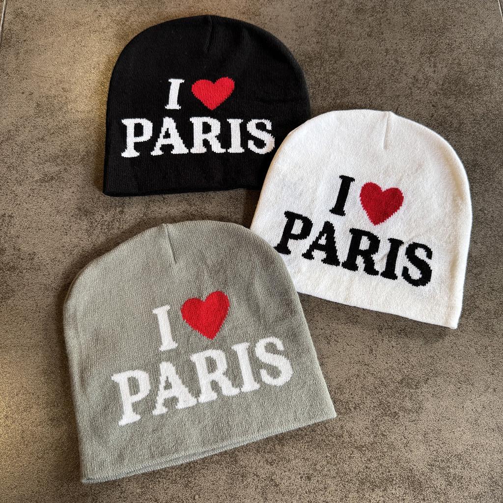 Unisex Block Color Heart Letter Knitted Hat For Fall And Winter Use Outdoor
