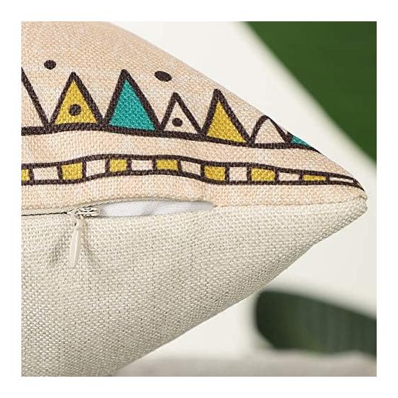 Otostar Cushion Cover Set of 4 Linen Material Stylish Cute Print Modern Design with Hidden Zipper for Interior Home Decoration Decorative Pillow