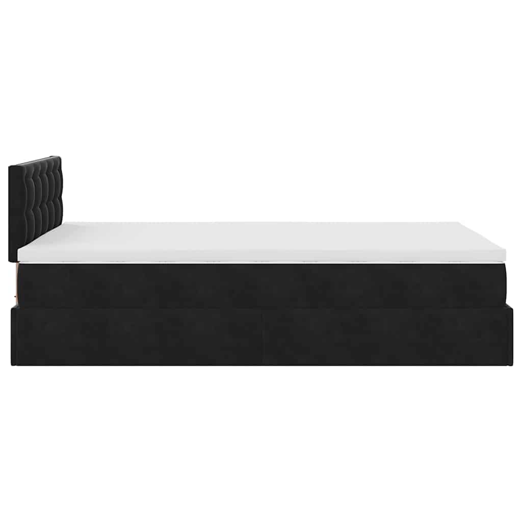 Ottoman Bed with Mattress Black 120x190 cm Velvet