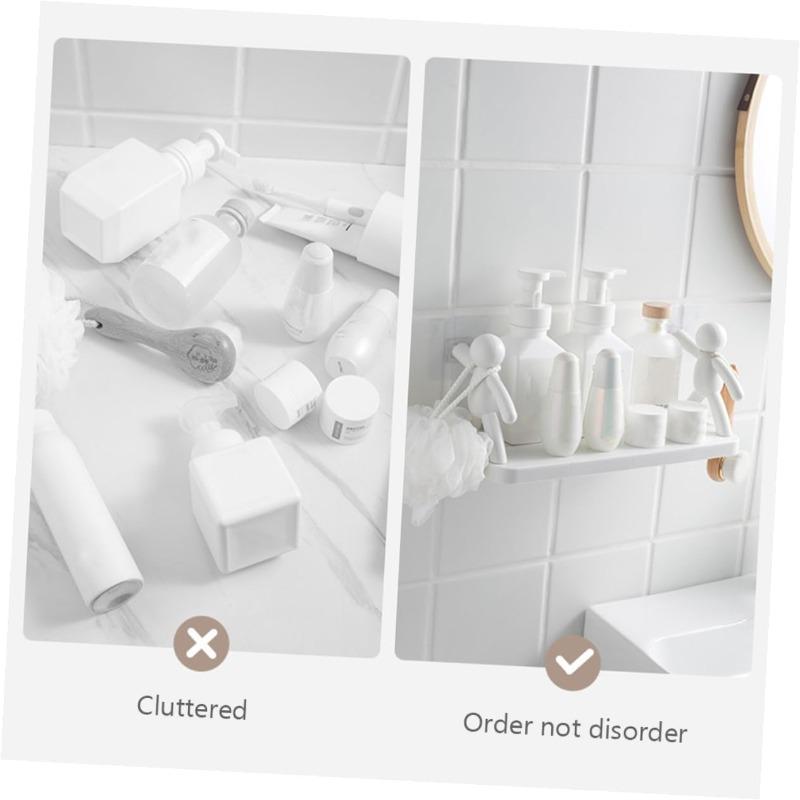 Self-adhesive Bathroom Shampoo Storage Racks Non-Punch Floating Shelf for Sundries Organization