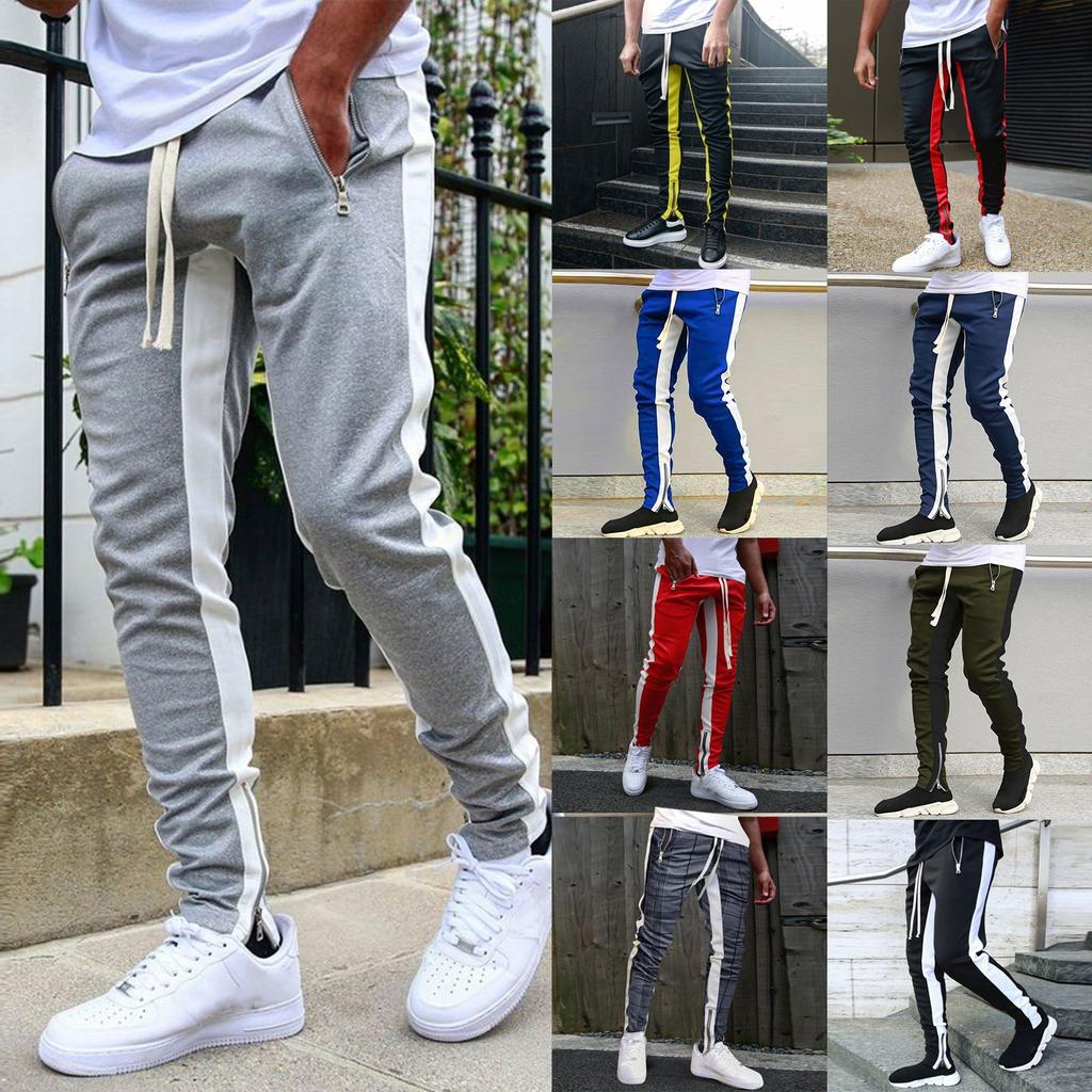 Spring And Autumn Sports Fitness Solid Color Trousers Men's Loose Running Casual Large Size Sweatpants Cotton