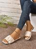 Women's Plus Size 2025 Summer Casual One-Strap Pleated Flat Slippers - Fashionable & Comfortable
