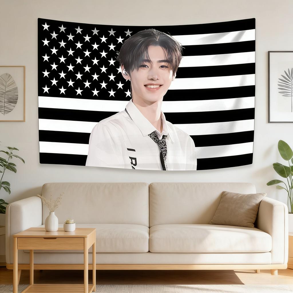 Sunghoon MultiSize Idol Tapestry Kpop Flag for Home Room Background Concert Banner Birthday Party Gift High Quality Flat Print