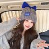 Autumn and Winter Candy Color Bow Wool Hat for Women Korean Style Versatile Face Showing Small Warm Knitted Hat for Students Sweet Cold Hat