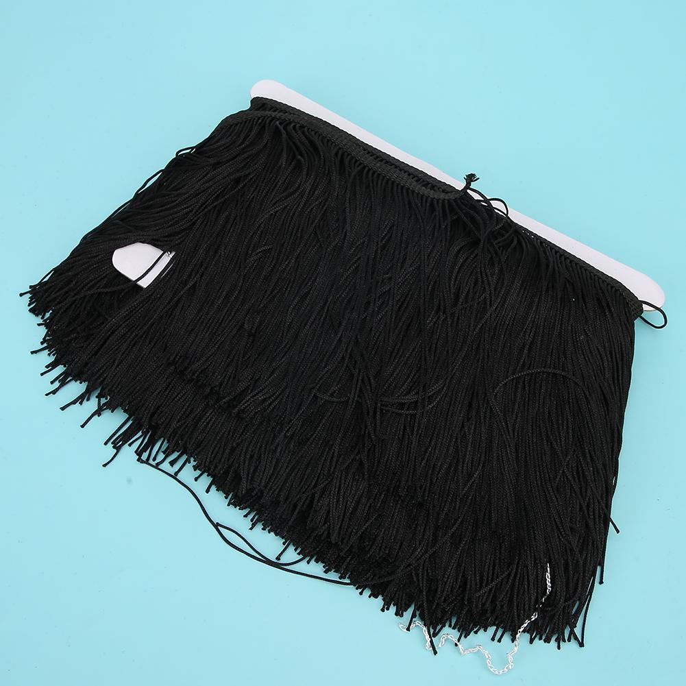 10yd 14cm Lång Franskant Tofs Polyester Spetskant Band Sy Scen DIY Kläder Gardin Plagg TillbehörSvart