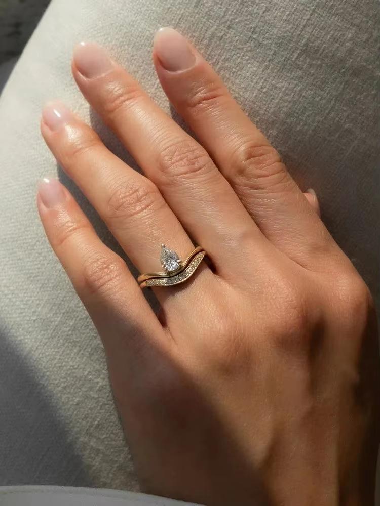 925 Sterling Silver Minimalism Smooth V-shape Zircon Ring For Women Engagement Wedding Anniversary High Quality Fine Jewelry