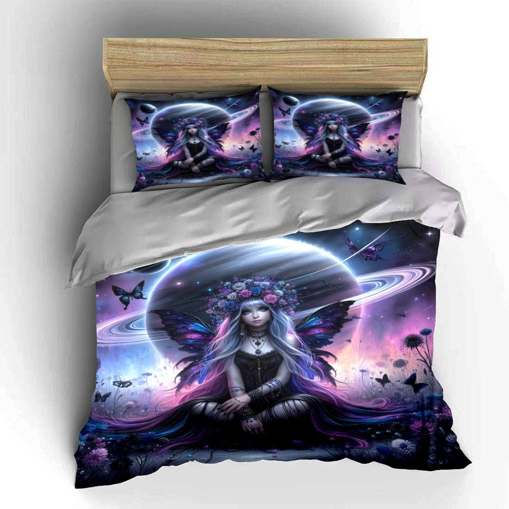 "Fantasy Fairy Art Decor Set" Soft Skin-Friendly Bedding Set Includes 1 Duvet Cover And 2 Pillowcase Gift