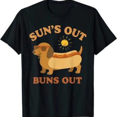 Lustiges T Shirt Suns Out Buns Dackel Wiener Hund Sommer Strand Vintage Washed Versatile Casual Fashion Comfortable Soft Unisex