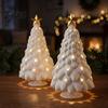 Eco Friendly Pla Ornaments Christmas Tree Candle Holder, 3D Printed Hollow Star Cutout Modern Home Aesthetic Accents Statue, Matte White Tabletop
