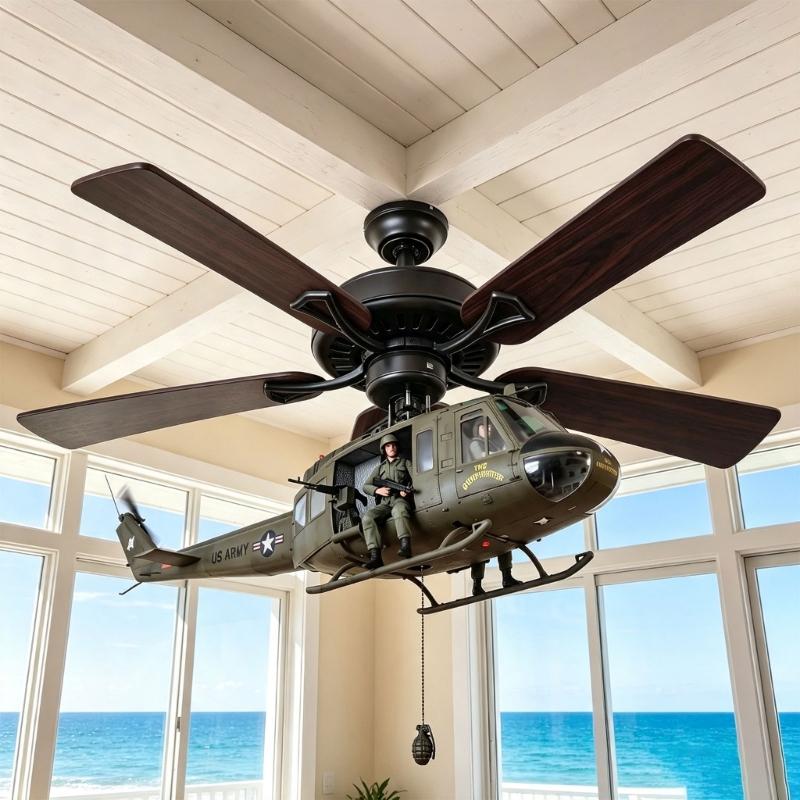 Helicopter Hanging Display Set, Ceiling Mount Attachment for Aviation Themed Study, Bedroom or Hobby Room Decors