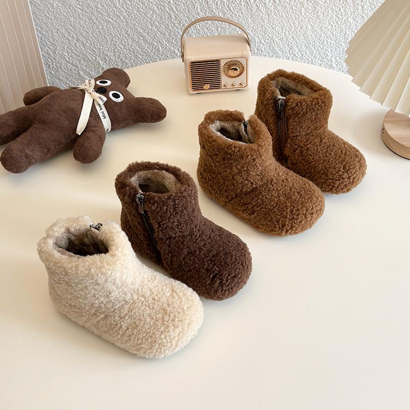 Children's Fur-Lined Snow Boots - Warm Velvet Winter Short Boots for Girls