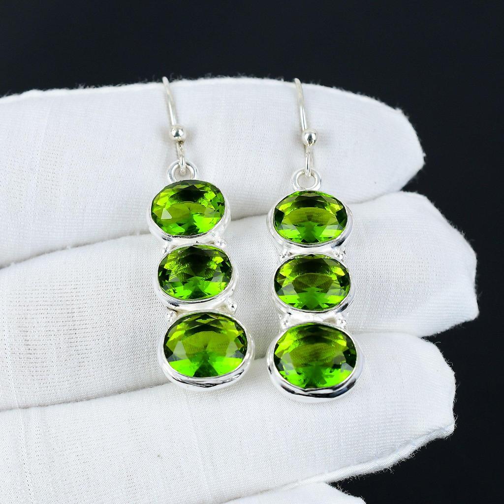 Amazing Peridot Gemstone Earrings, 925 Sterling Silver Earring, Handmade Boho Silver Jewelry Dangle Earrings, Engagement Gifts