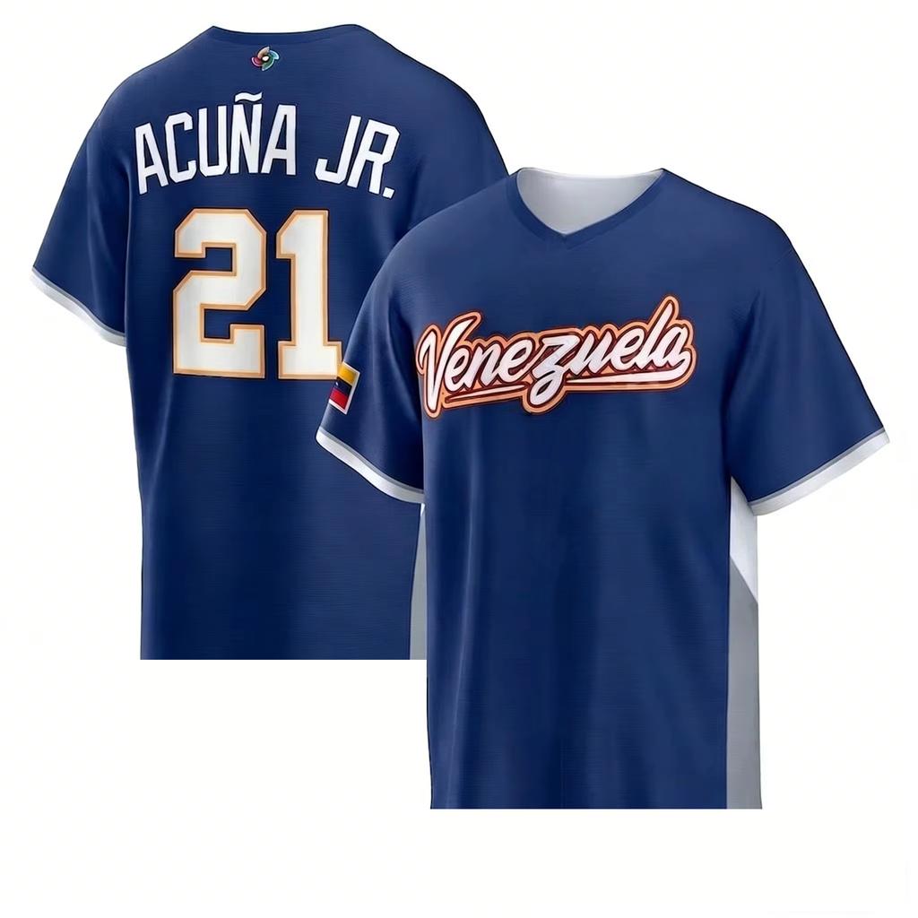 2026 Druk 3D Wenezuela Męski T-shirt z Nadrukiem Letni Krótki Rękaw Luźny Oddychający Casualowy Sportowy Koszulka Baseballowa