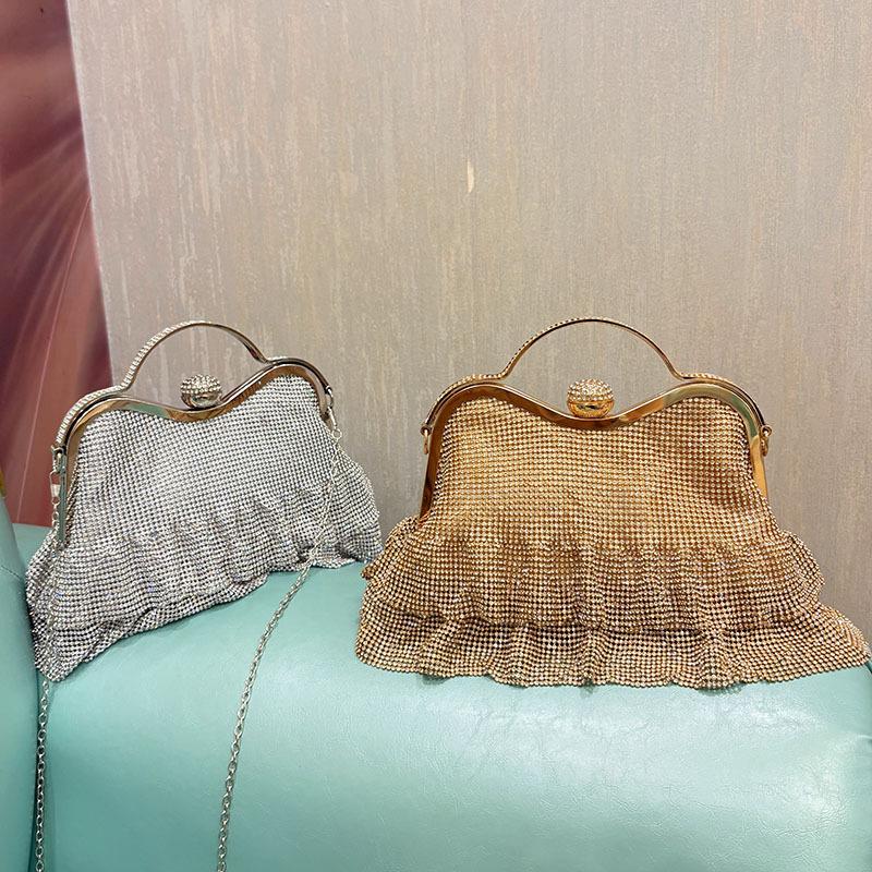 2025 Fashion Gold Diamond Evening Bags hasp Luxury Handbag Elegent Chain Women Shoulder Crossbody Bag Wedding Party Clutch bags