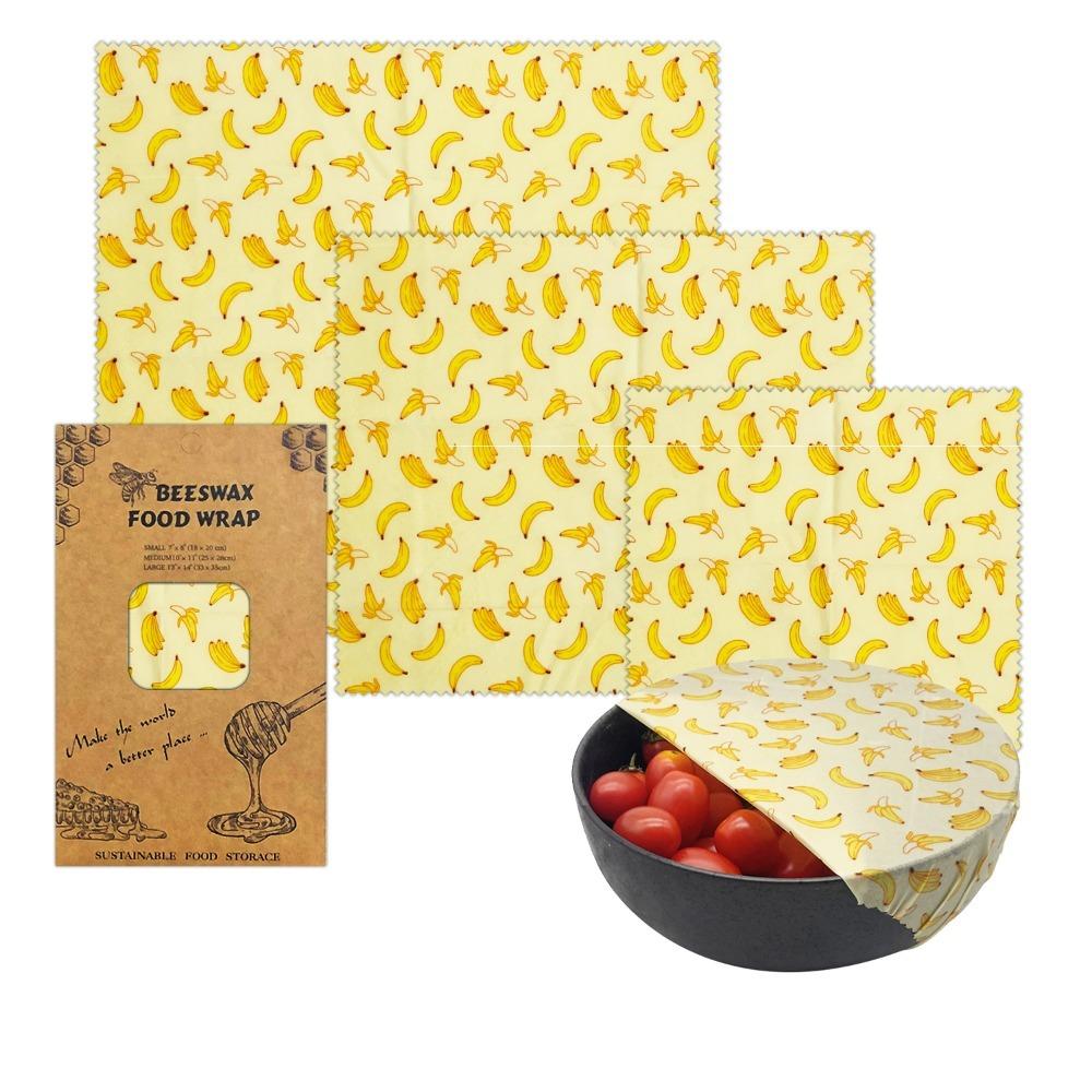 3pcs/Set Reusable Beeswax Wrap Paper Natural Food Wrapping Paper Fresh Keeping Cloth  Sandwich