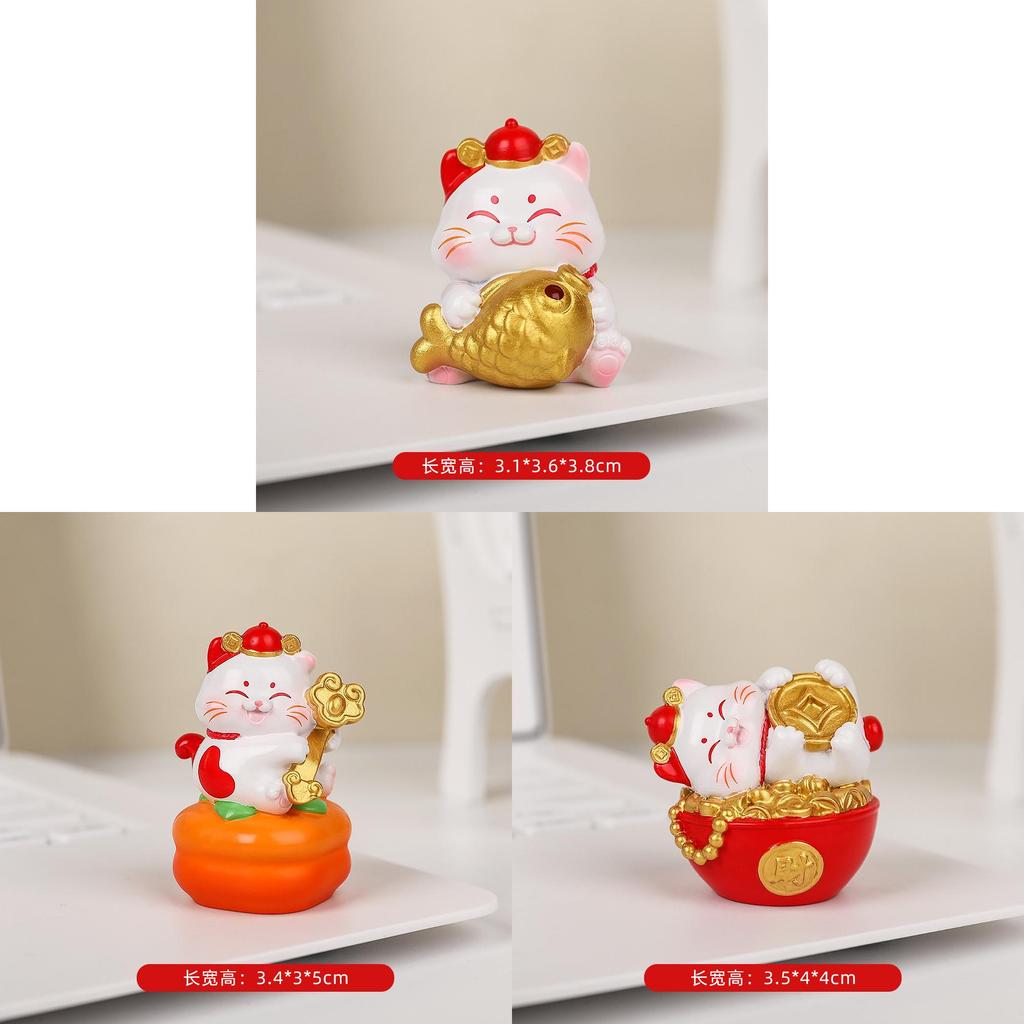 Feng Shui Fortune Cat Resin Figurine With Lucky Symbols For Office Decor And Giftgiving