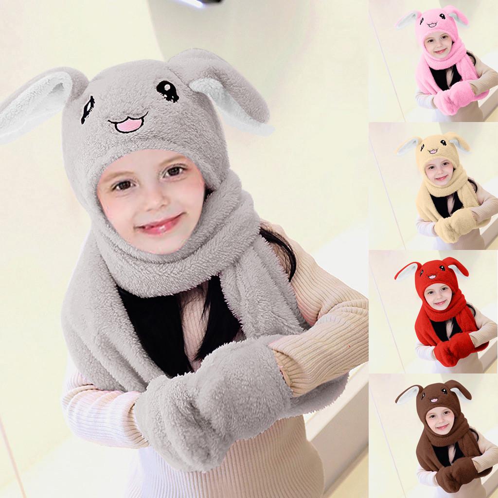 Kawai Fluffy Rabbit Ears Hat Gloves Scarves main image 1
