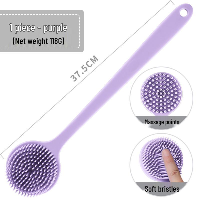 Silikon Badbürste mit langem Griff, doppelseitig: Rückenbürste und Massagegerät für einfaches Baden