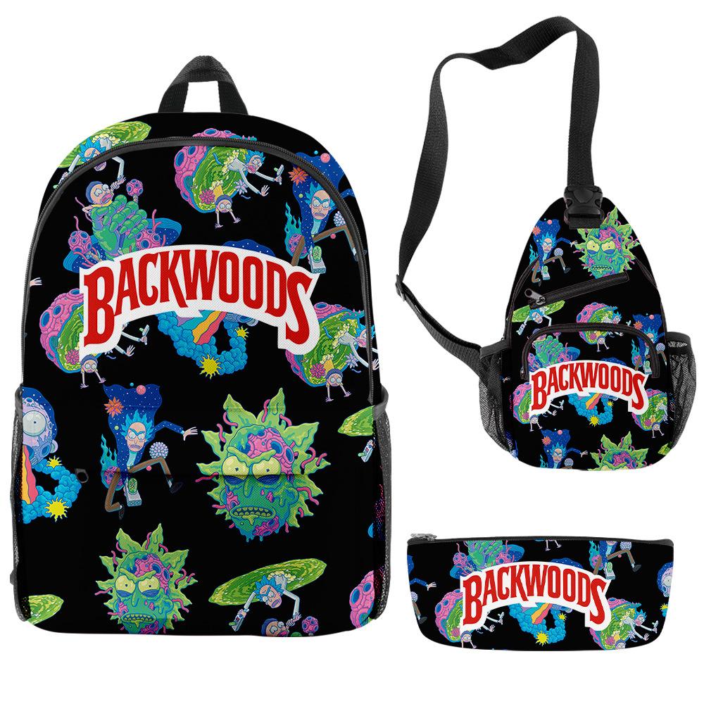 School Season Student Backpack Backwoods Cigar Backpack Set Messenger Bag Pencil Case Three-Piece Set three-piece backpack