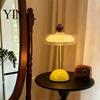 Adjustable Brightness Office Light Retro Glass Mushroom Table Lamp, USB Rechargeable Touch Control Bedside Modern Aesthetic Room Lamp 3 Colors