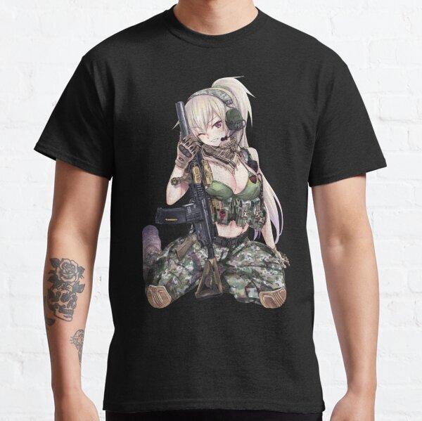 New Popular! Ecchi Military Japanese Japan Fictioan Character Tee Unisex T-shirt M