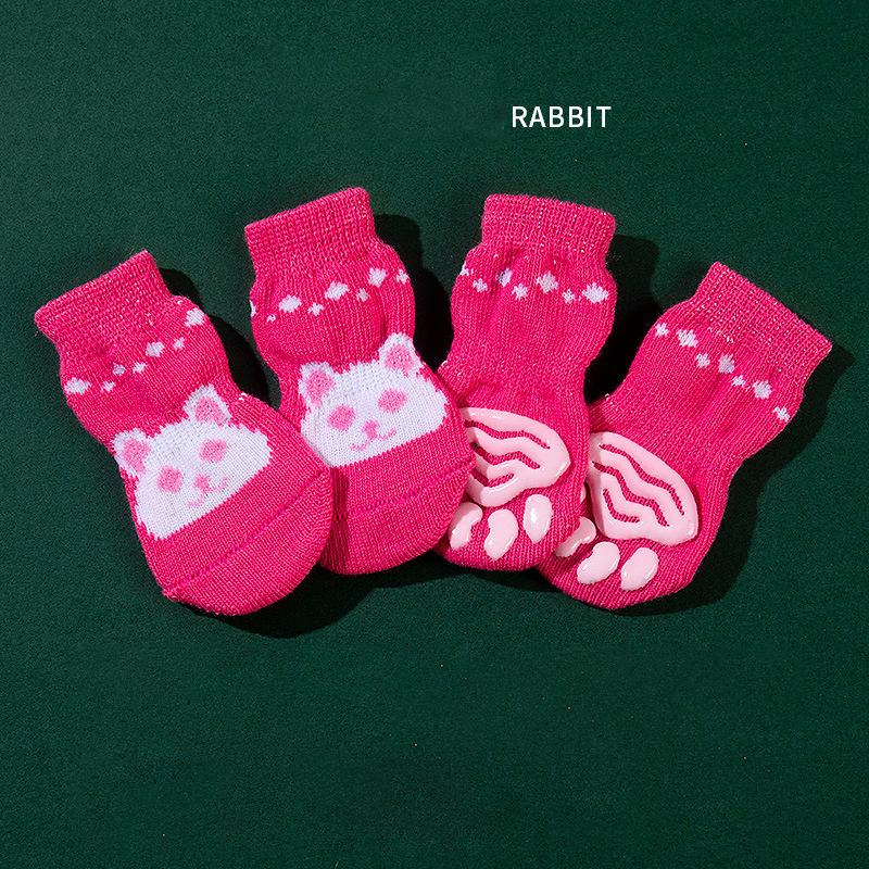 Pet Socks High quality Non slip Bottom Dog Foot Covers Dog Socks Teddy corgi Cat Supplies 4 Pack
