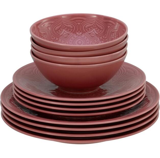 CreaTable Orient Mandala Red Dinnerware Set, 12 Pcs (21629)