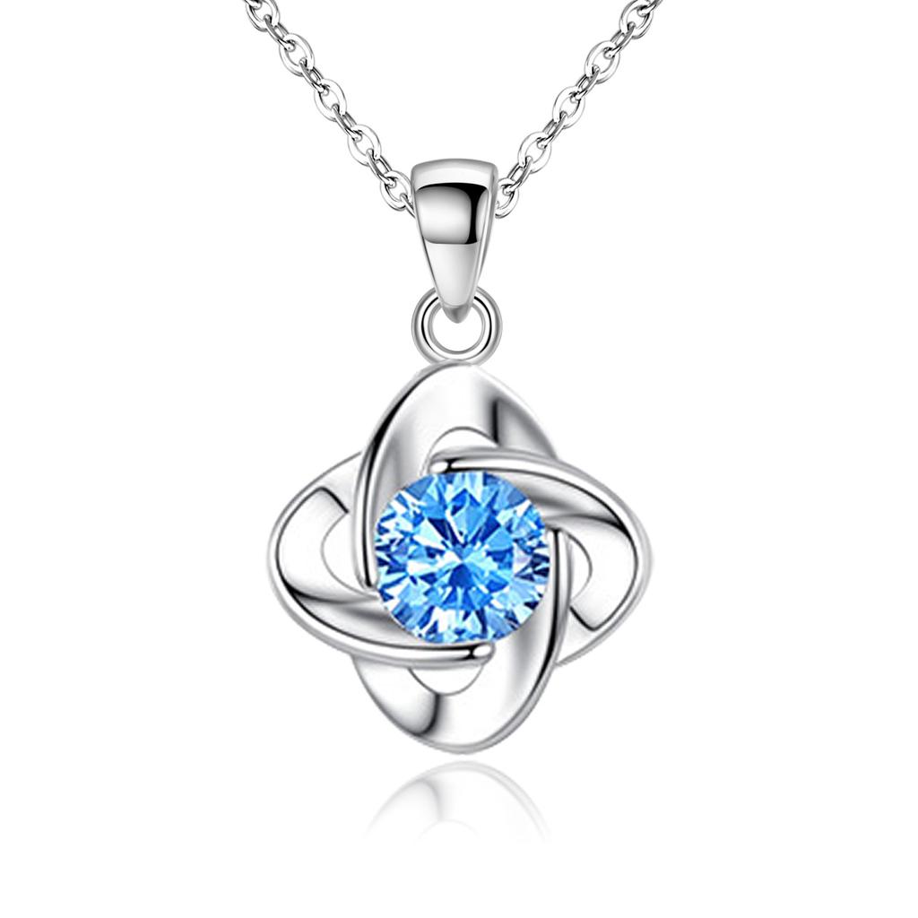 Huopin Lucky Clover Necklace Pendant Set, Female Summer Couple Bracelet, Cute And Elegant Blue Leaf Ear Jewelry