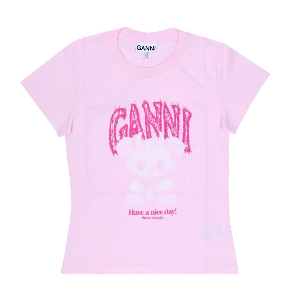 Ganni Women Teddy Logo Baby FiT T shirT 868 A1050186 A1050186 868 (S)