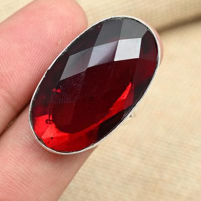 Bague de promesse unique en argent sterling 925, pierre précieuse grenat rouge, faite à la main, toutes tailles