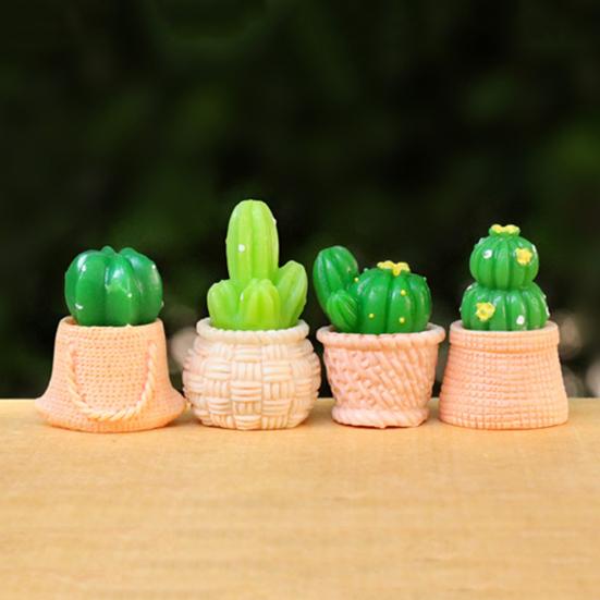 Mini Artificial Cactus Plants in Pot Miniature Potted Green Cactus Figurine for DIY Micro Landscape Fairy Garden Accessories Plant Pots Bonsai Crafts