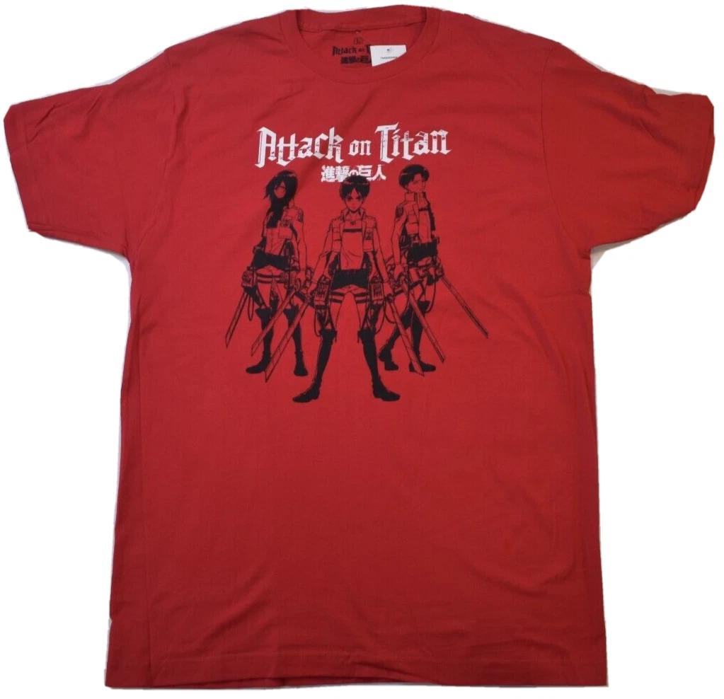 Ripple Junction Mens Attack On Titan Training Corps Trio Red Shirt New Medium L