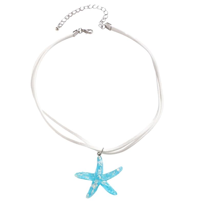 Elegant Stor Sjöstjärna Hänge Halsband Fest Smycken Mode Statement Choker Enkel Flerlagers Snöre Halsband