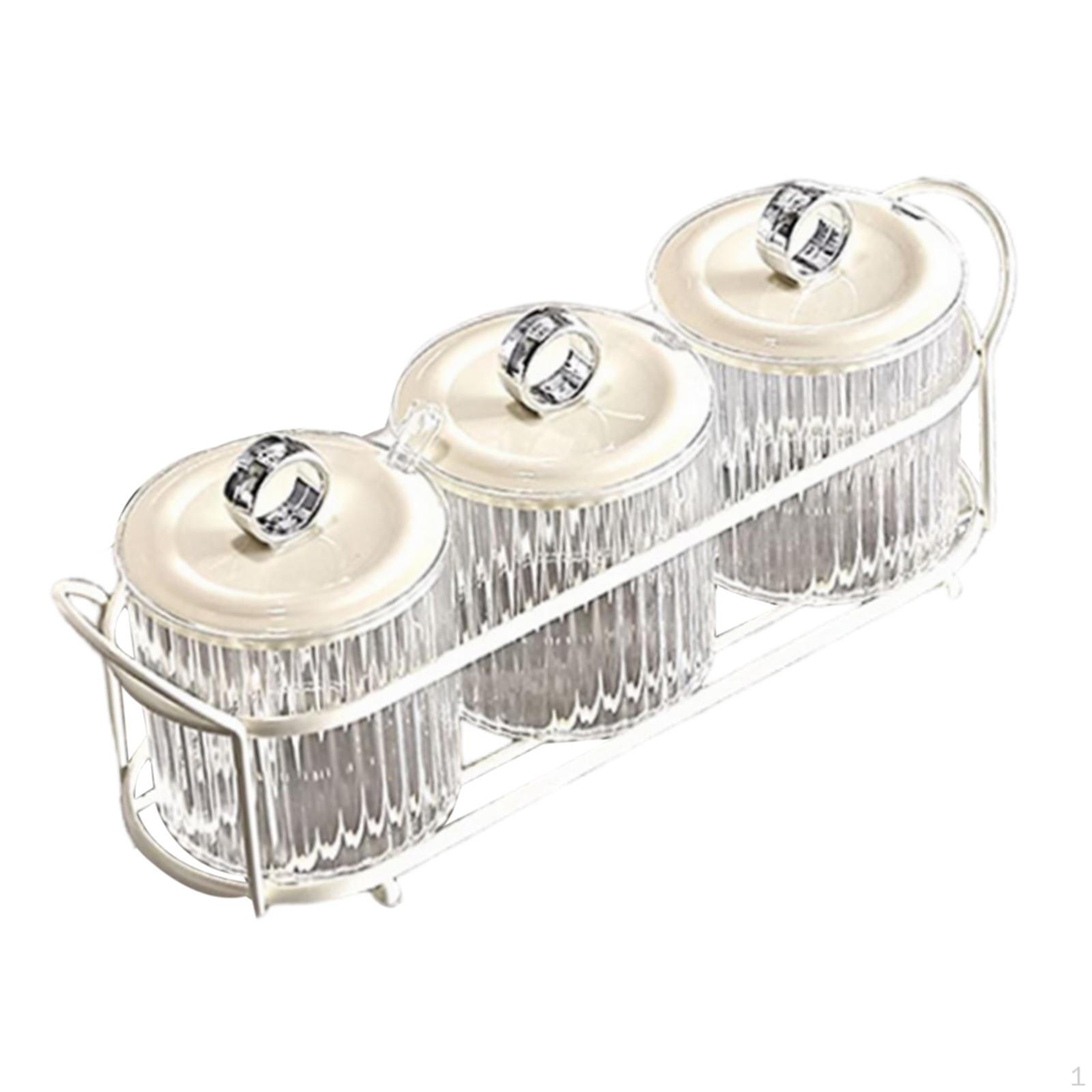 Condiment Jars with Stand - Spice Storage for Kitchen Use 3 Jars