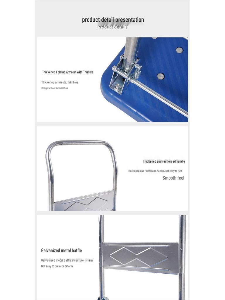 Foldable Silent Four-Wheel Hand Truck Cart for Warehouse & Shopping
