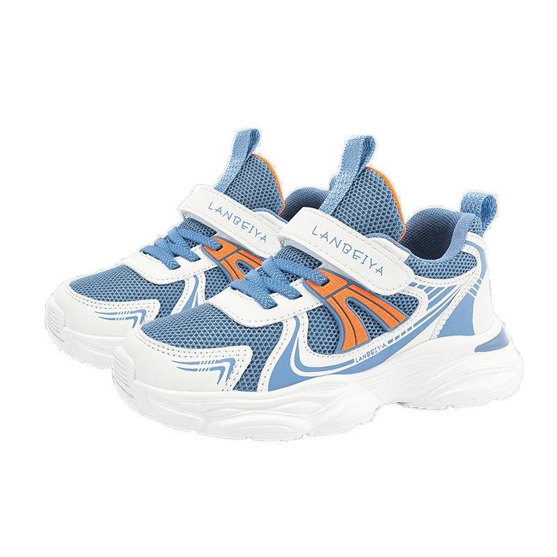2025 New Boys Sneakers Mesh Breathable Lightweight Velcro Soft Sole Students Middle School Elementary School Students