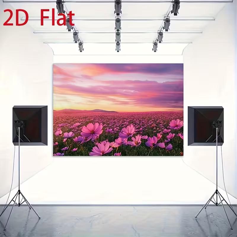 2D Sunset Pink Flower Scenic Backdrop for Studio Decoration