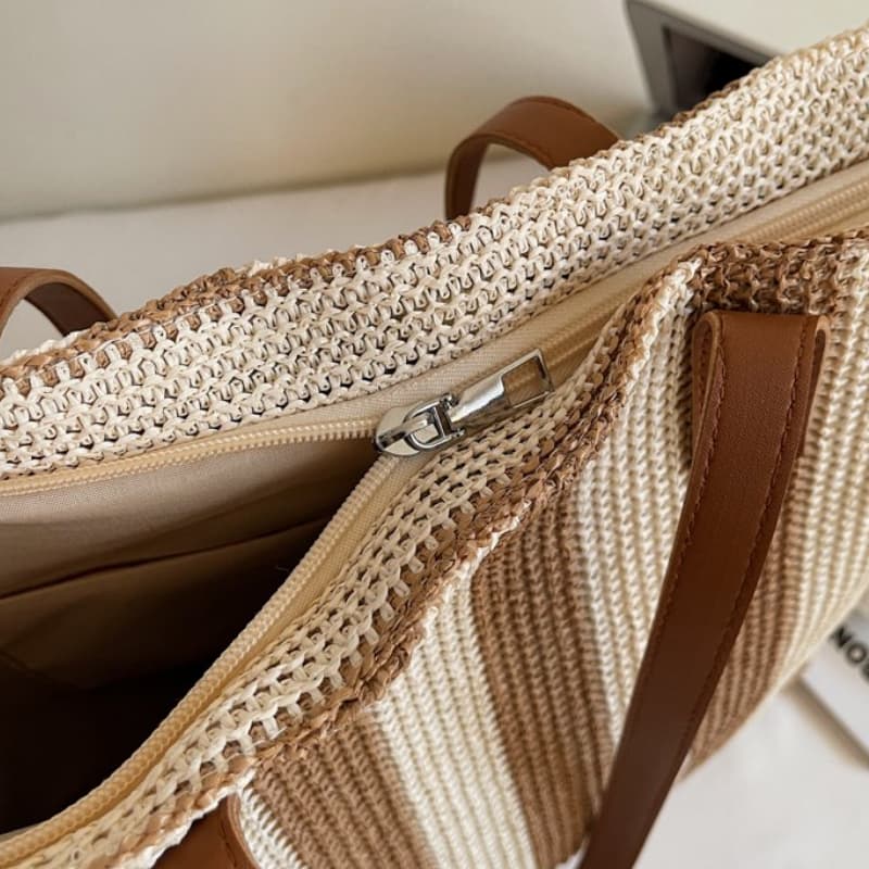 Striped large capacity tote bag women's shoulder bag