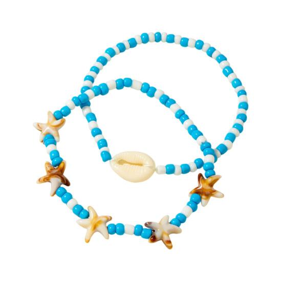 Bohemian Seashell Starfish Anklet Beach Vacation Foot Jewelry with Faux Pearl & Beaded Strands Layered Design Summer Gift for Women