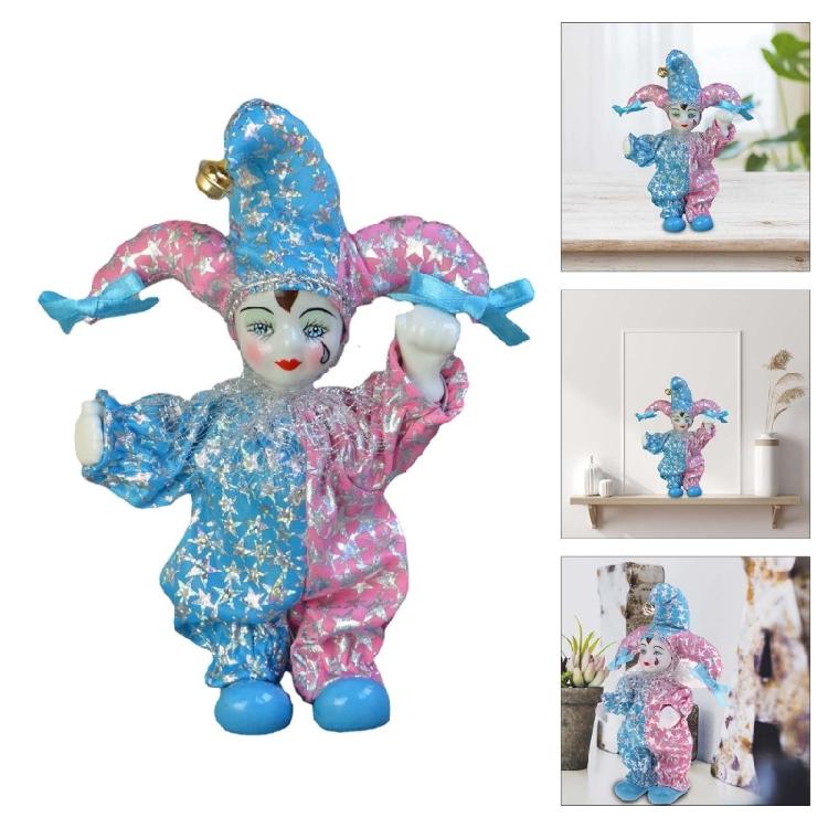 Sweet Porcelain Triangel Doll Harlequin Doll Figures Collectible Toy Tears Angell Model for Valentines Birthday Gifts