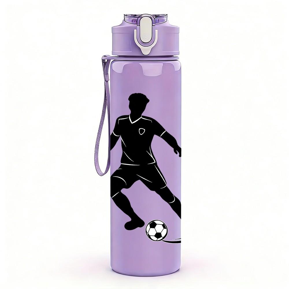 1PC Soccer Football Player 750ml Color Plastic Sports Water Bottle Leakproof Flip Straw Lid Suitable for Sports Office Home Use