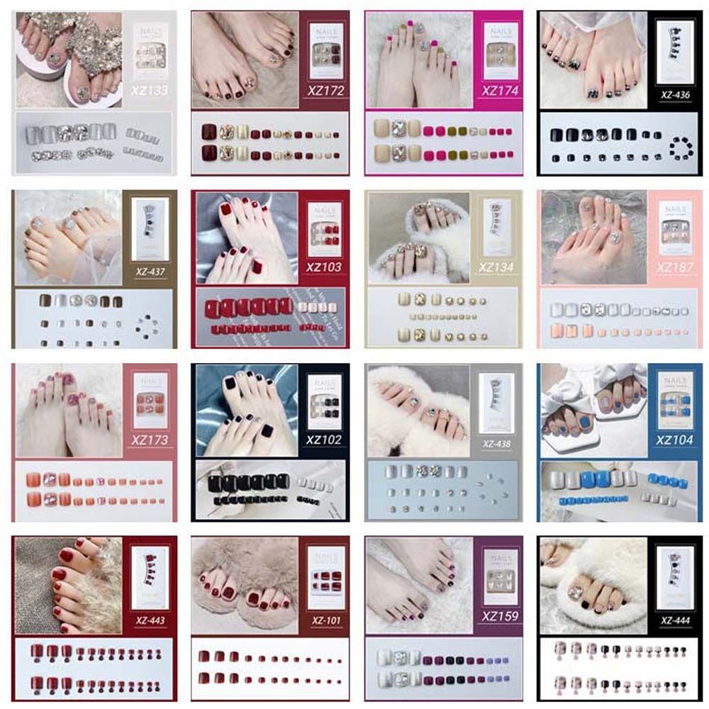 Luxury  False Toenails Rhinestone Fake Toenails Full Cover False Nails Short Nails Patch