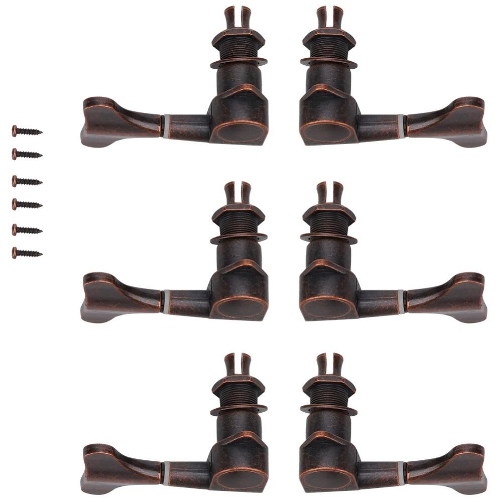 6PCS Fishtail Shaped Bass Tuning Key Pegs Metal Bass Parts Bass Tuners  Electric Bass Guitar