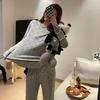 2024 Korean Style Women's Smiley Face Pajama Set - Spring/Autumn Long Sleeve Solid Color Homewear