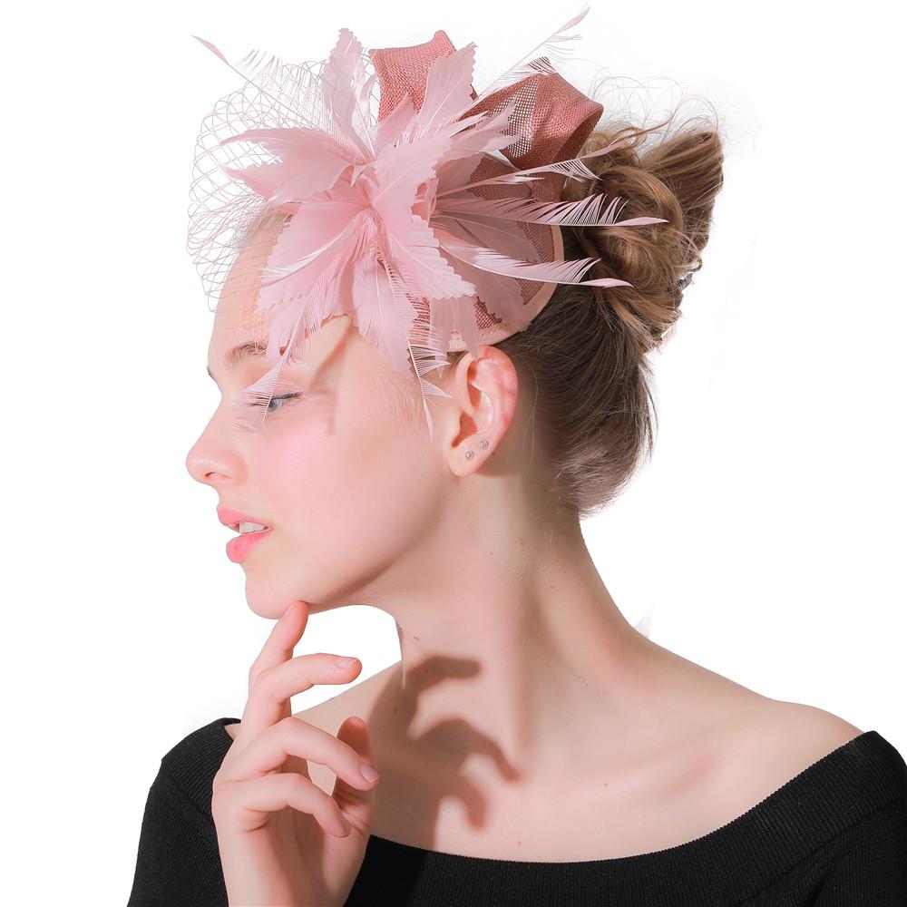 Europe And The United States New Feather Hairpin Bridal Hair Accessories Banquet Party Performance Hemp Hat Ball Headdress