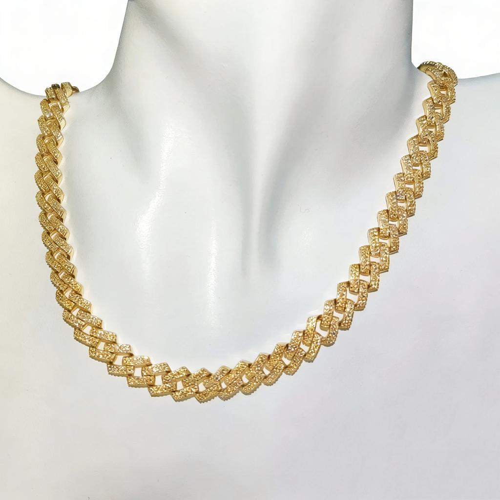 Catena Cuban Iced Out Zirconia Cubica Larghezza 14mm 2 File Maglia Cuban Miami Collana per Rapper Collana da Uomo Gioielli Hip Hop