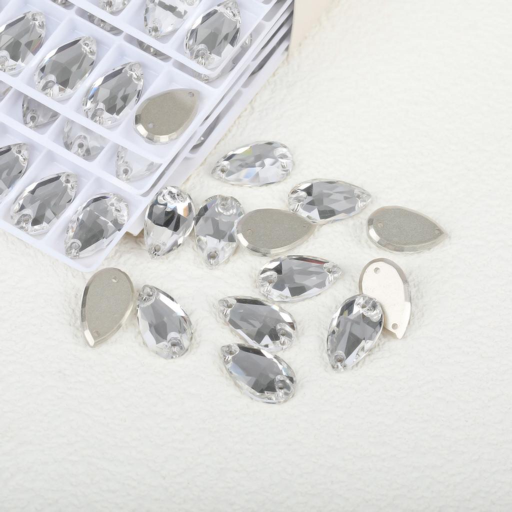 K9 Weichen Glass Boutique Hand-Sewn Drill Flat Bottom Double Hole Water Drop Flat Buckle Ab Special-Shaped Colored Diamond Diy/Double Hole Gem Drill