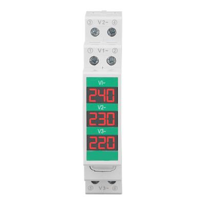 Woltomierz AC 3-fazowy Montaż na szynie DIN Cyfrowy wyświetlacz LCD Miernik napięcia Miernik mocy elektrycznej 60?450V